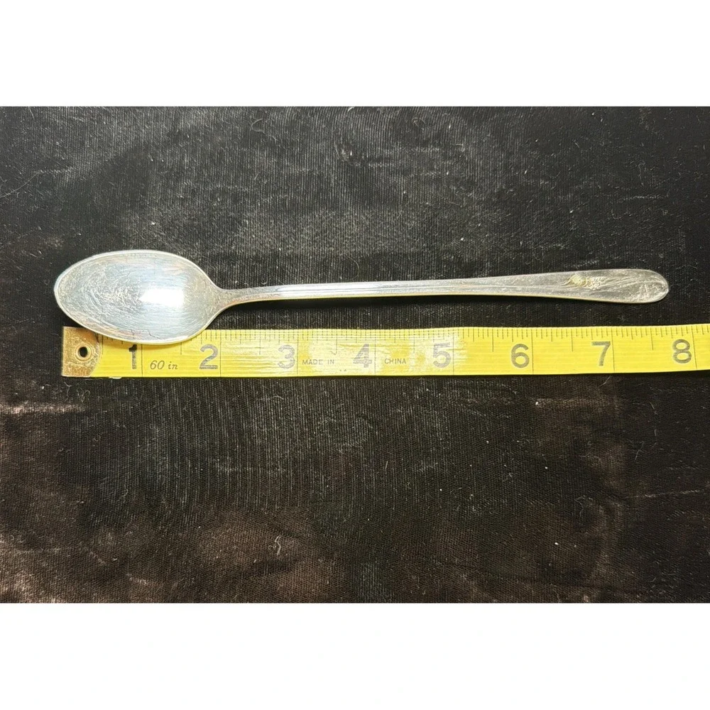 Vtg Silverplated Iced Tea Spoons Lot Of 8 H & T Mfg Co Meadow Flower 1940